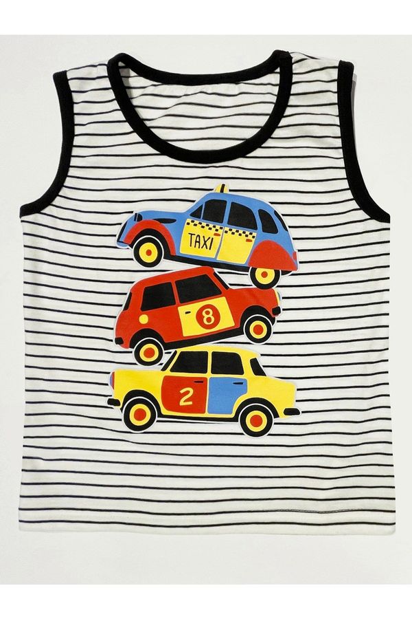 Denokids Denokids Taxi Boys Stripe Sleeveless T-shirt
