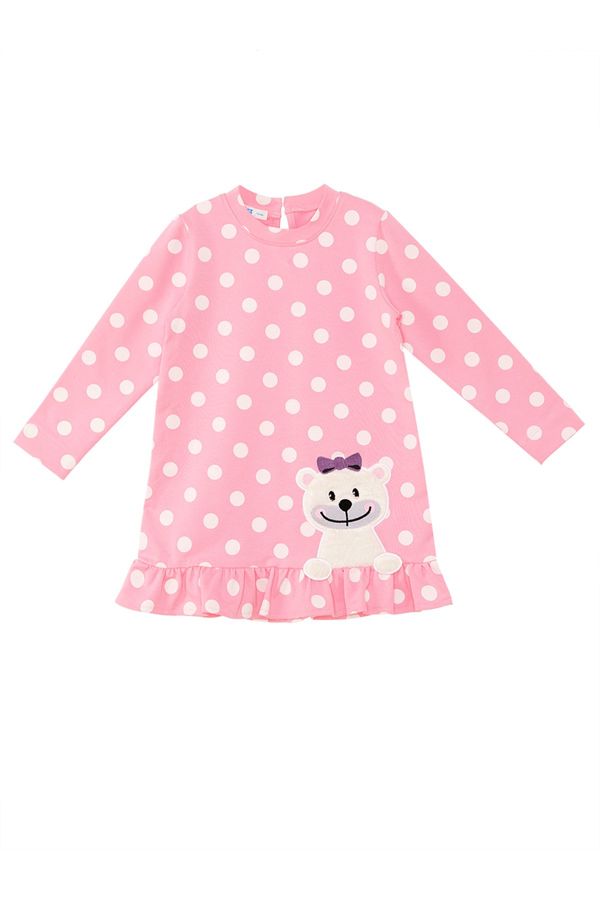 Denokids Denokids Teddy Bear Baby Girl Polka Dot Pink Dress