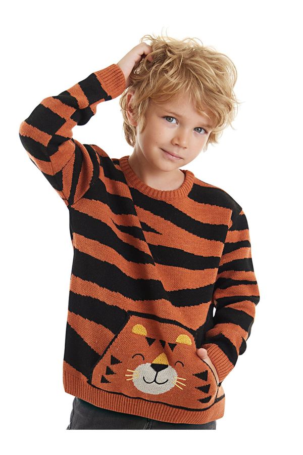 Denokids Denokids Tiger Boy Brown Sweater
