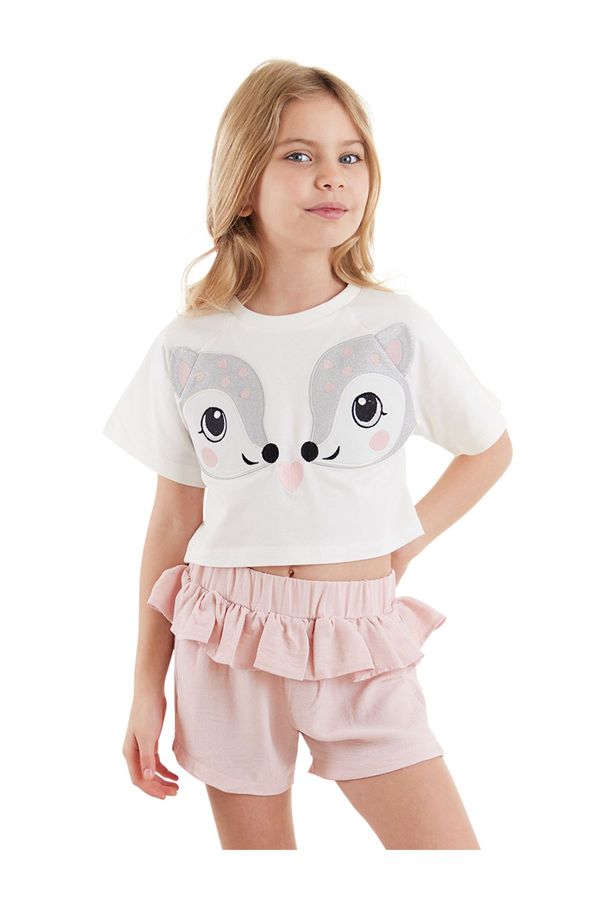 Denokids Denokids Twin Gazelle Girl's Summer Crop T-shirt Ruffle Shorts Set