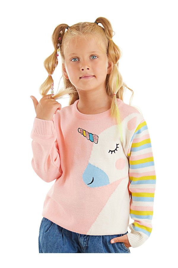 Denokids Denokids Unicorn Girl Pink Sequin Embroidered Knitwear Sweater