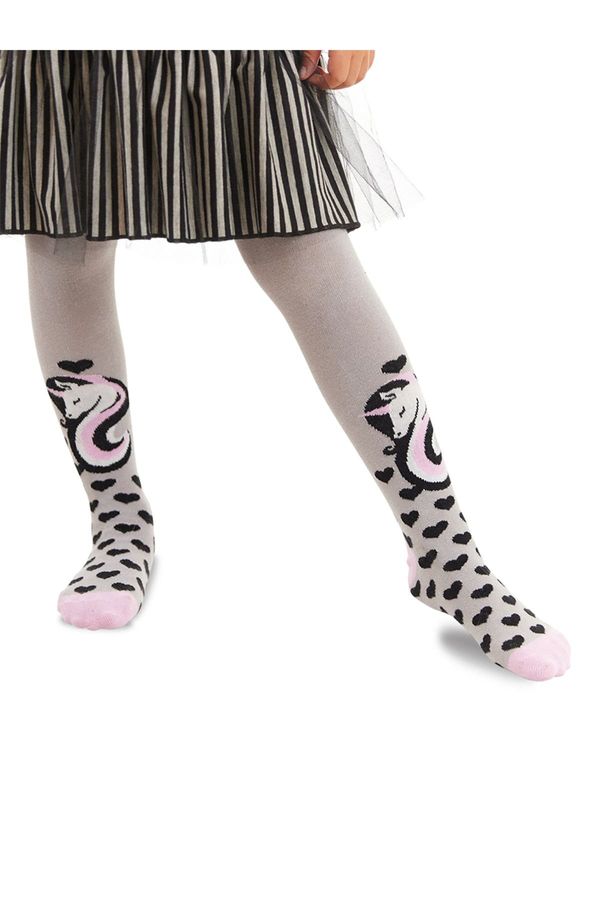 Denokids Denokids Unicorn Gray Pink Girls' Pantyhose