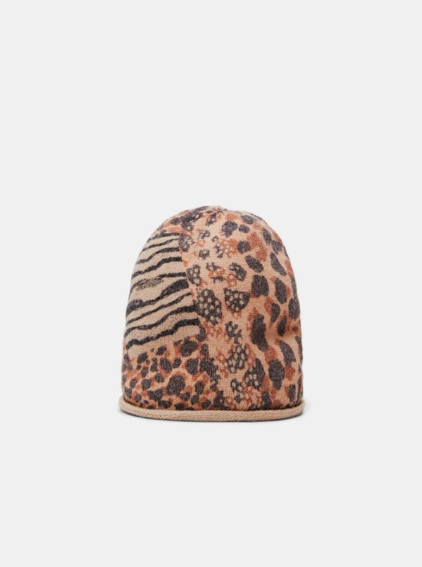 DESIGUAL Desigual Animal Patch Gorro Brown Leopard Spot Beat - Ladies