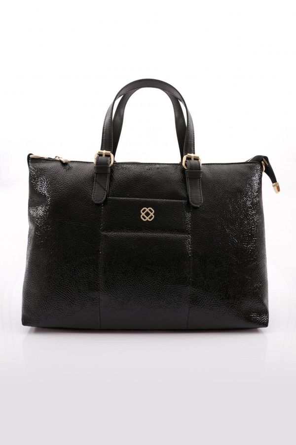 DGN DGN 147 Women's Shoulder and Handbag Black Crinkle Matte