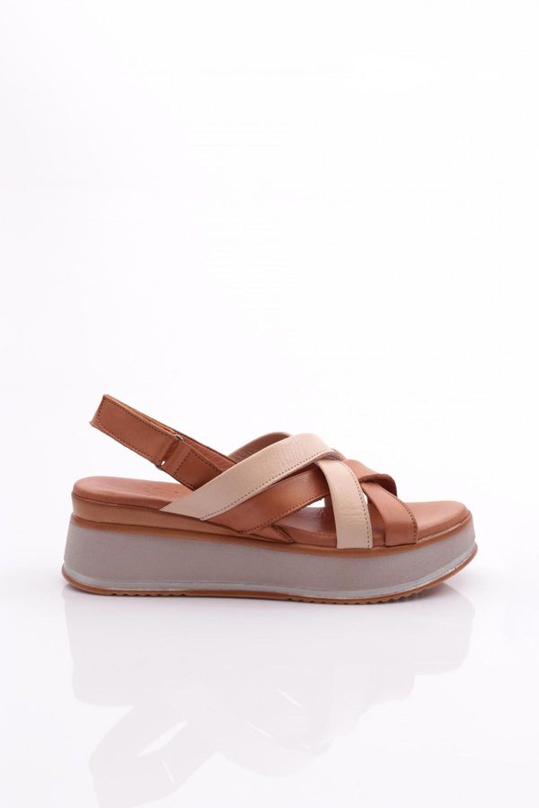 DGN DGN 1700 Women's Sandals Genuine Leather Tan