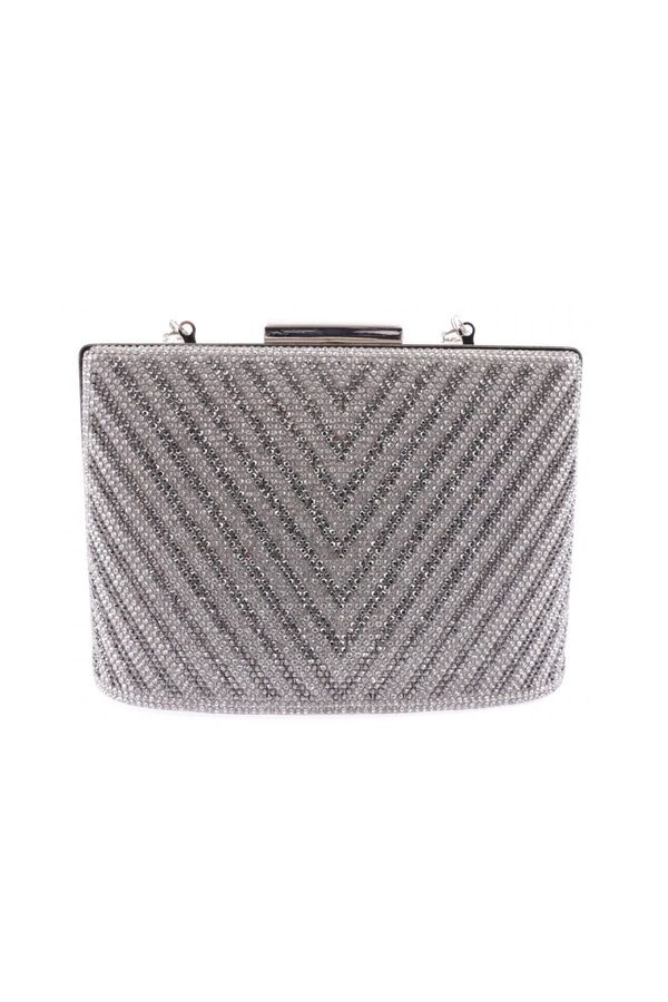 DGN DGN 343-23y Women's Evening Dress Clutch Bag Silver with Triangle Stone