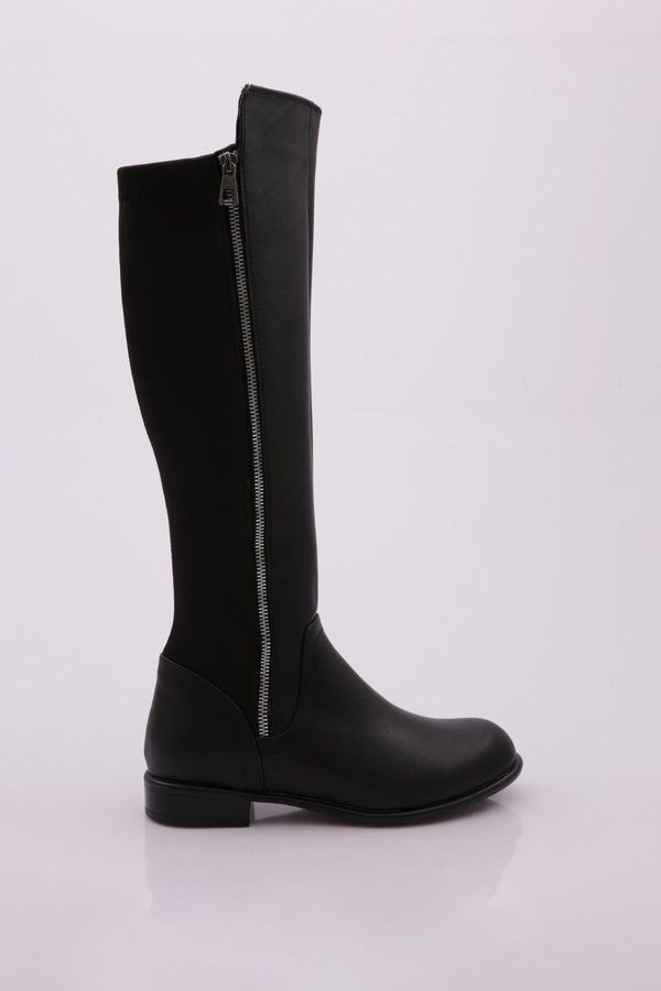 DGN DGN 504 Women's Back Stretch Zip Up Knee High Flats Boots.