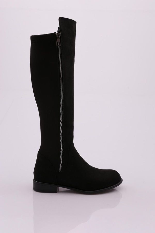 DGN DGN 504 Women's Back Stretch Zip Up Knee High Flats Boots.