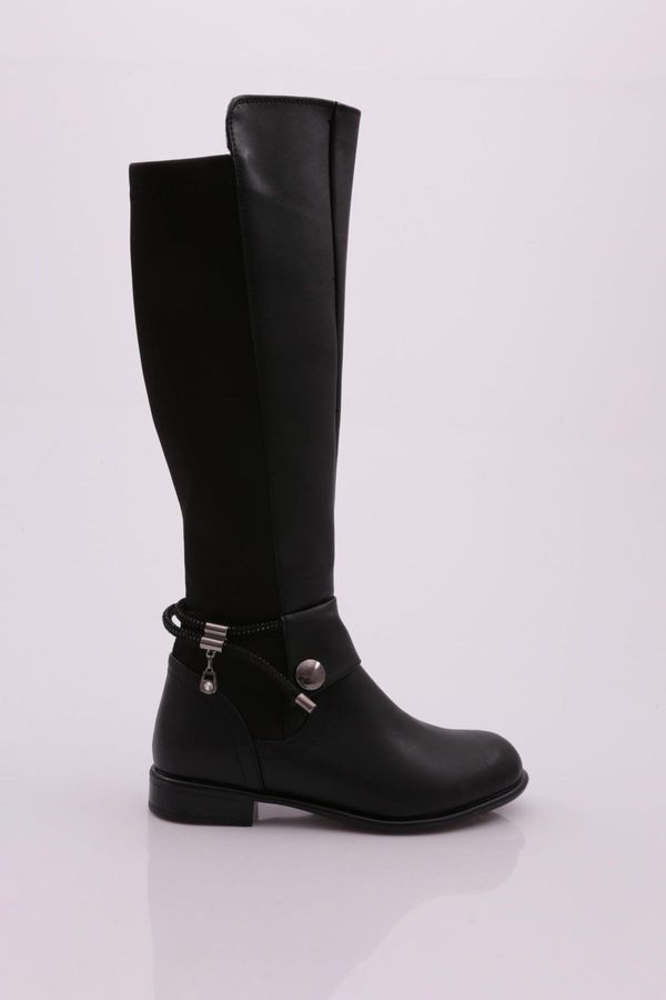 DGN DGN 505-22k Women's Back Stretchy In other words, Zipper Knee High Flats Boots.