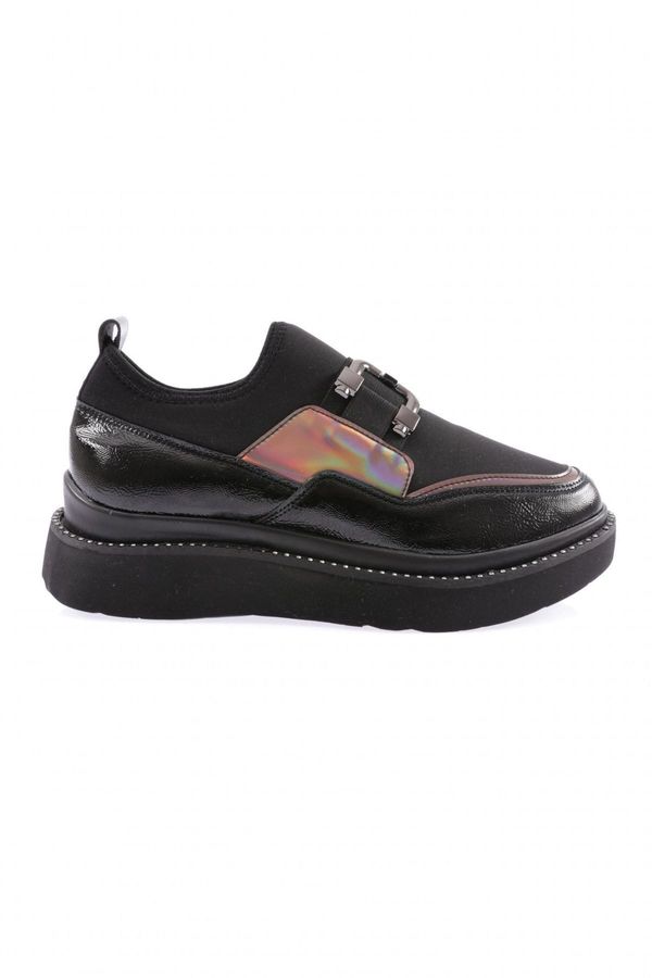 DGN DGN 925-23y Women's Thick Sole Strech Detailed Sneakers Shoes Black