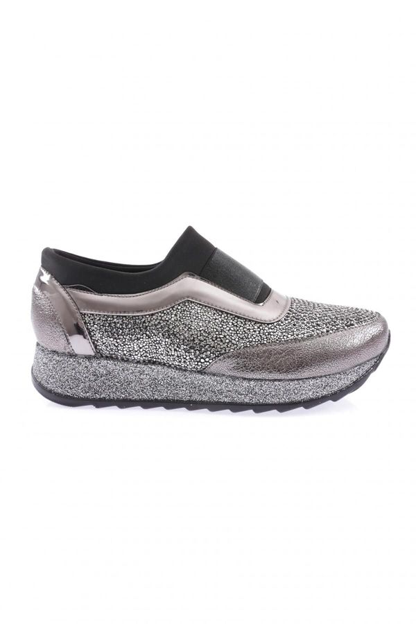 DGN DGN Akt-03-23y Women's Thick Sole Silver Stone Sneakers Shoe