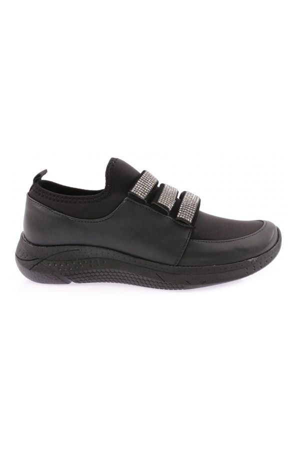 DGN DGN Black - 063-22k Women's Stretch Front Shoes with Stone Buckle on 3 Stripes Black