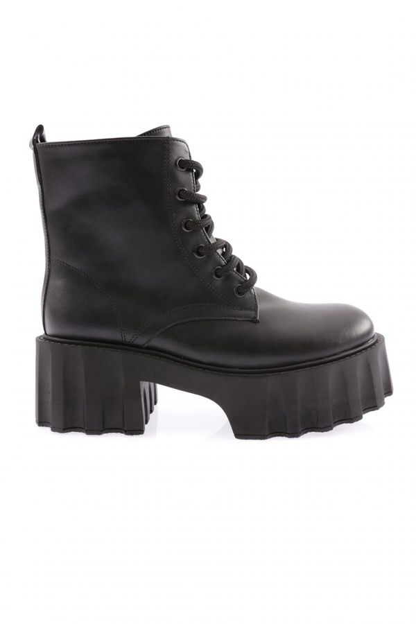 DGN DGN Es801 Women's Thick Sole Lace-Up Boots BLACK