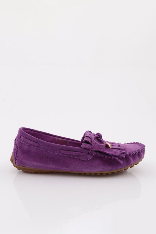 DGN DGN K118 Women's Tassel Detailed Loafer Shoes Purple Suede Genuine Leather