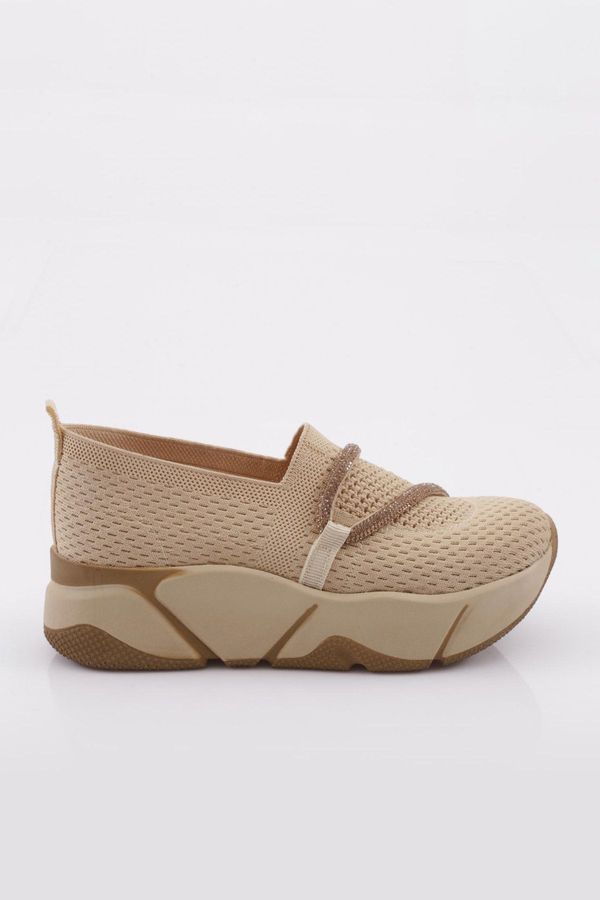 DGN DGN M030 Women's Stone String Thick Sole Sneaker Beige