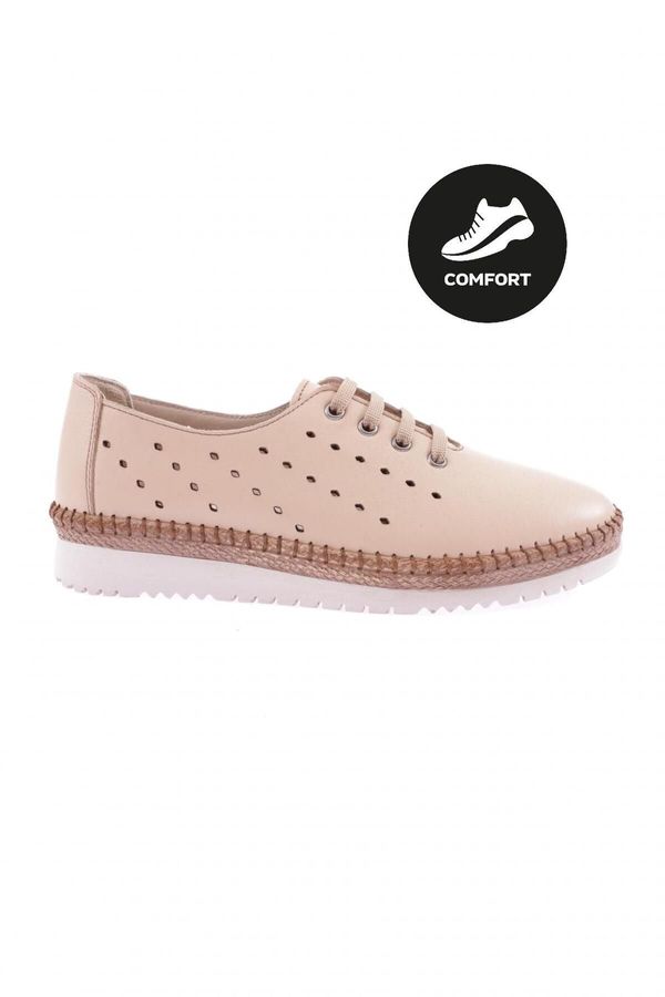 DGN DGN P57-23y Women's Lace-Up Casual Shoes Genuine Leather Beige