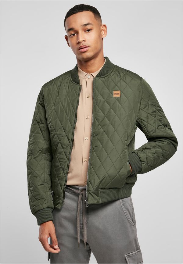 Urban Classics Diamond Quilt Nylon Jacket Olive