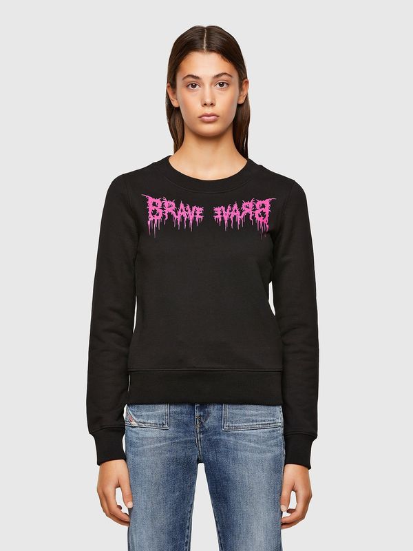 Diesel Diesel Sweatshirt - FAMOUS black with pink inscription