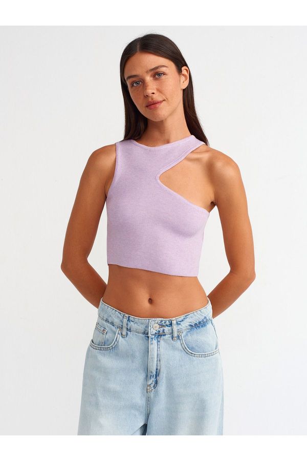 Dilvin Dilvin 10173 Low-cut Collar Knitwear Top-lilac M.