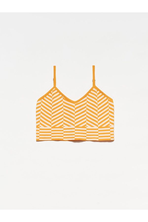 Dilvin Dilvin 10184 Strappy Knitwear Undershirt Crop - orange