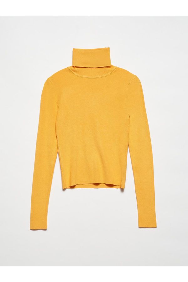 Dilvin Dilvin 10225 Turtleneck Sweater-mustard