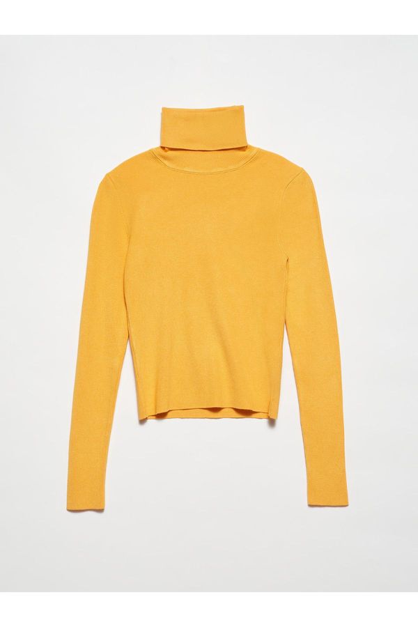 Dilvin Dilvin 10225 Turtleneck Sweater-mustard