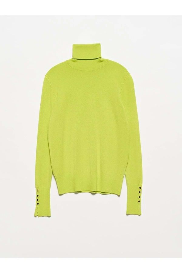 Dilvin Dilvin 1268 Turtleneck Sleeve Dropped Sweater