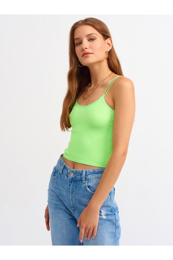 Dilvin Dilvin 3528 Elastic Crop Top-neon Green