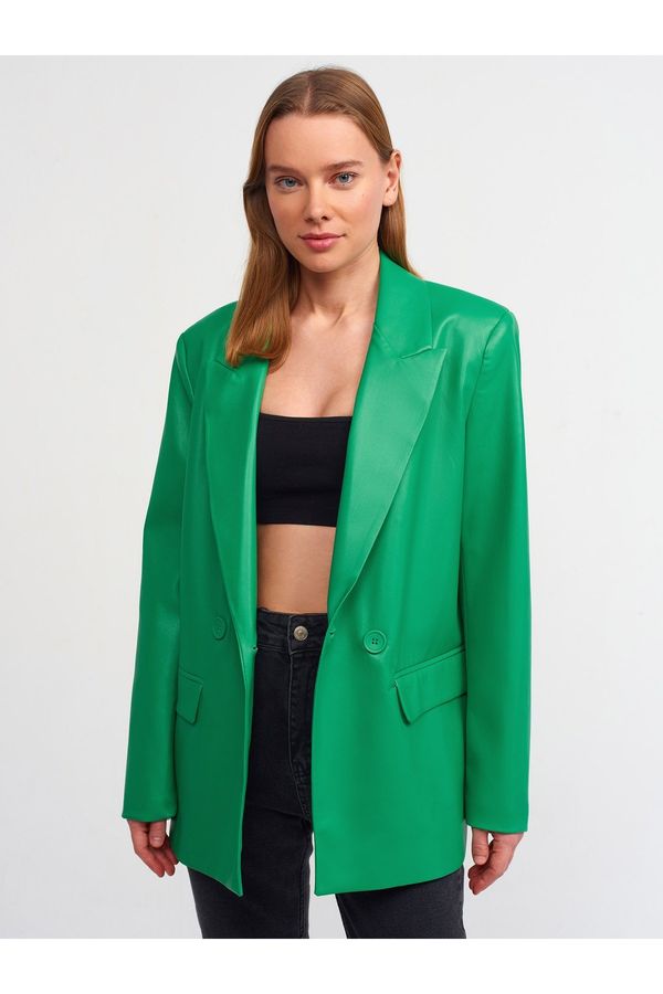 Dilvin Dilvin 6939 Faux Leather Jacket-green
