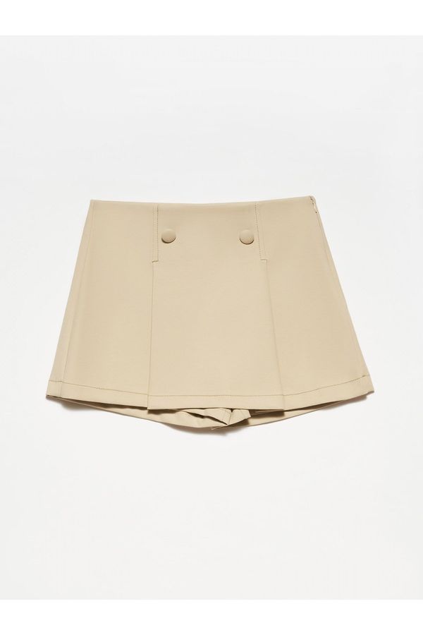 Dilvin Dilvin 80775 Pleated Shorts Skirt-stone