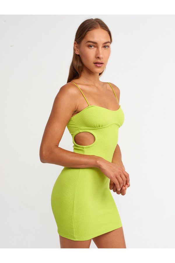 Dilvin Dilvin 90394 Window Detail Mini Dress-dark Lime