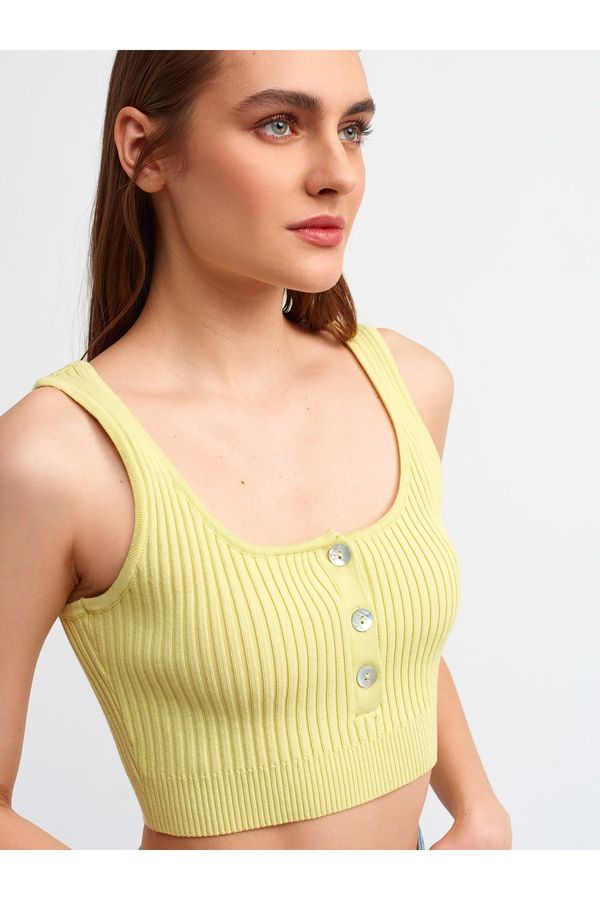 Dilvin Dilvin Women's Yellow Tank Top with Pops and Buttons