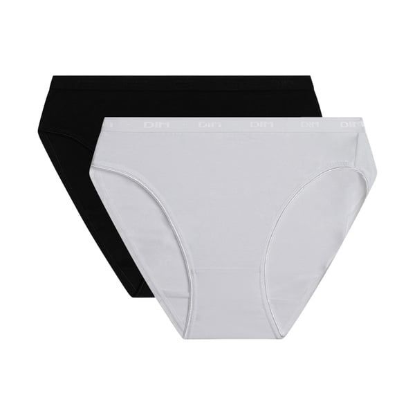 DIM DIM COTTON BIO MINISLIP 2x - Women's cotton panties 2 pcs - black - white