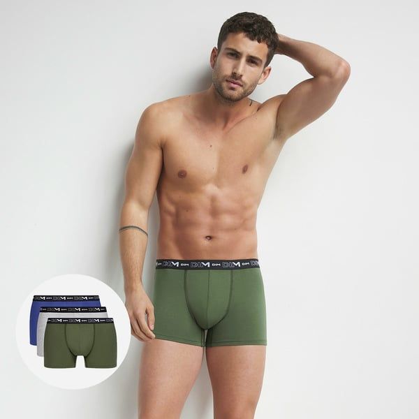 DIM DIM COTTON STRETCH BOXER 3x - Men's boxers 3 pcs - gray - blue - green