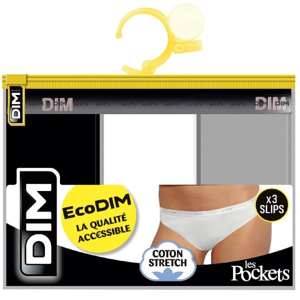 DIM DIM ECO LES POCKETS BOXER 3x - 3 pcs women's panties - black - gray - white