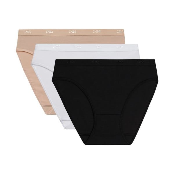 DIM DIM ECO LES POCKETS SLIP 3x - 3 pcs of women's panties - black - white - flesh