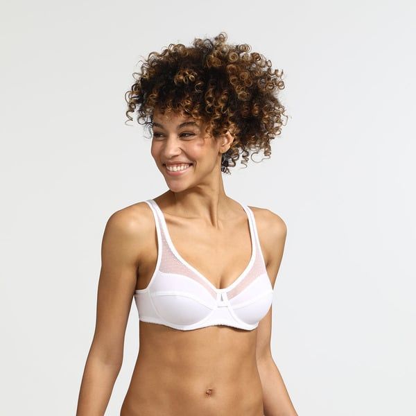 DIM DIM GENEROUS COTTON BIO BRA - Women's bra made of organic cotton - white