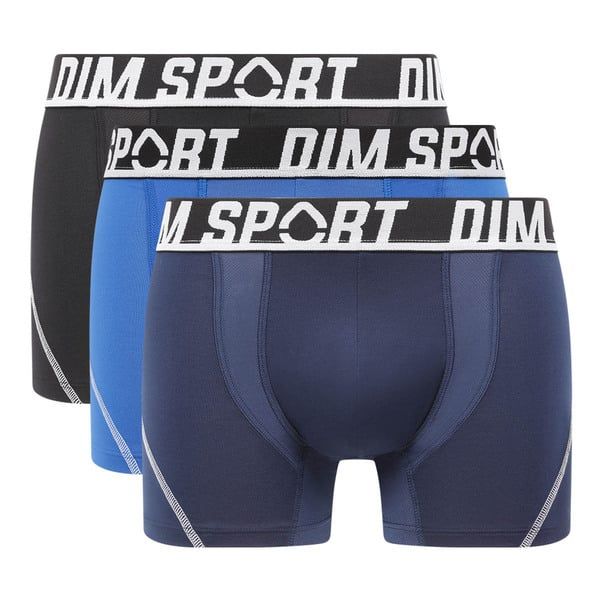 DIM SPORT DIM SPORT MICROFIBRE BOXER 3x - Men's sports boxer briefs 3 pcs - black - blue