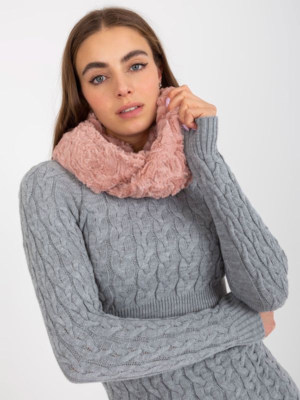 Fashionhunters Dirty pink winter neck warmer made of artificial fur