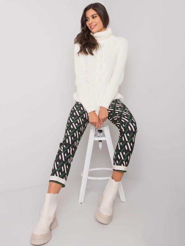 Fashionhunters Dorchester Black and Green Patterned Trousers