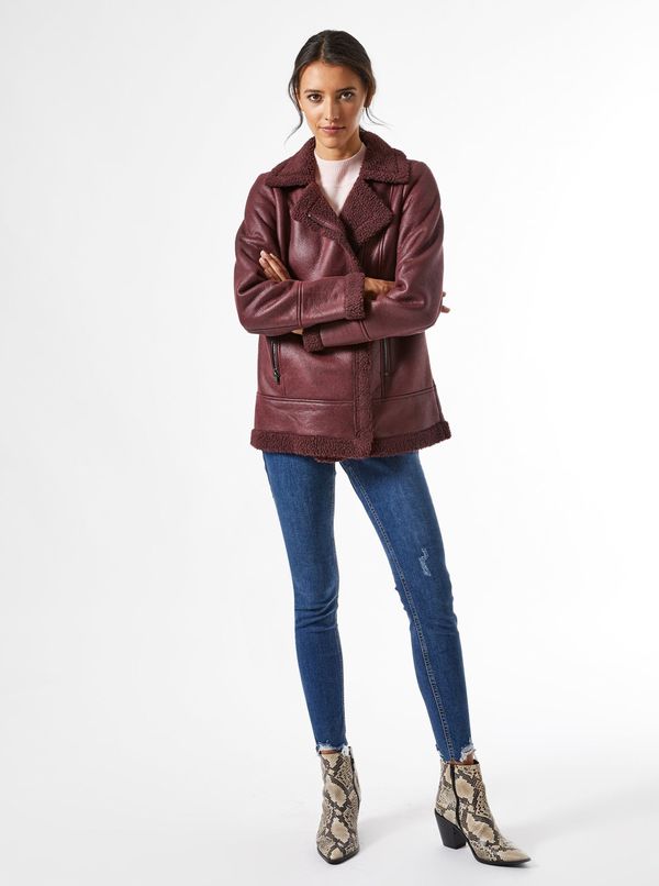 Dorothy Perkins Dorothy Perkins Burgundy Leather Jacket