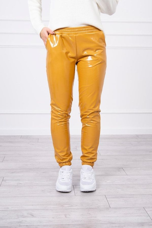 Kesi Double-layer trousers with velour mustard