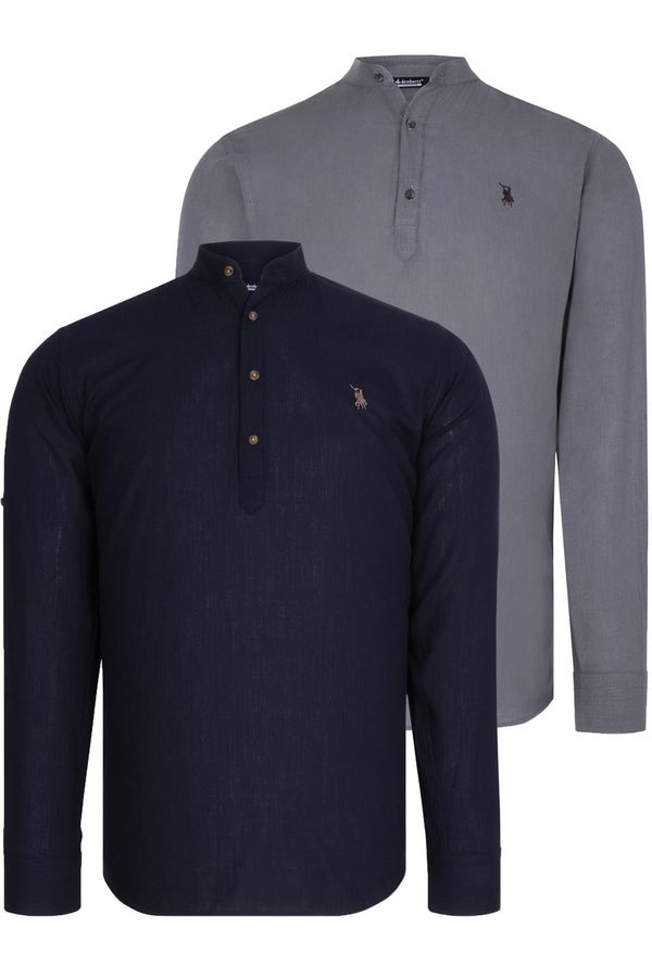 dewberry DOUBLE SET G783 DEWBERRY JUDGE COLLAR SHIRT-NAVY - ANTHRACITE