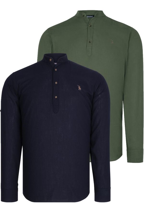 dewberry DOUBLE SET G783 DEWBERRY JUDGE COLLAR SHIRT-NAVY-KHAKI