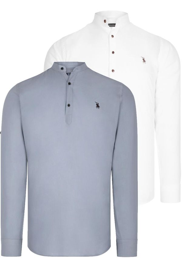 dewberry DOUBLE SET G783 DEWBERRY JUDGE COLLAR SHIRT-WHITE-GREY