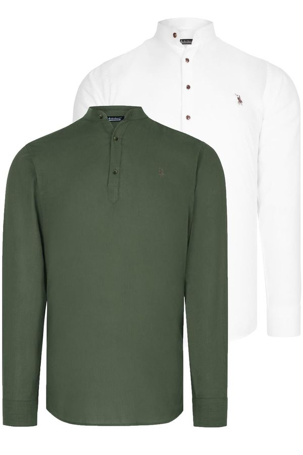 dewberry DOUBLE SET G783 DEWBERRY JUDGE COLLAR SHIRT-WHITE-KHAKI