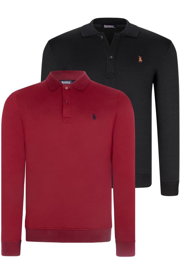 dewberry DOUBLE SET V4007 DEWBERRY MEN'S SWEATSHIRT-BLACK-BURGUNDY