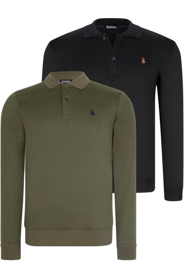 dewberry DOUBLE SET V4007 DEWBERRY MEN'S SWEATSHIRT-BLACK-KHAKI