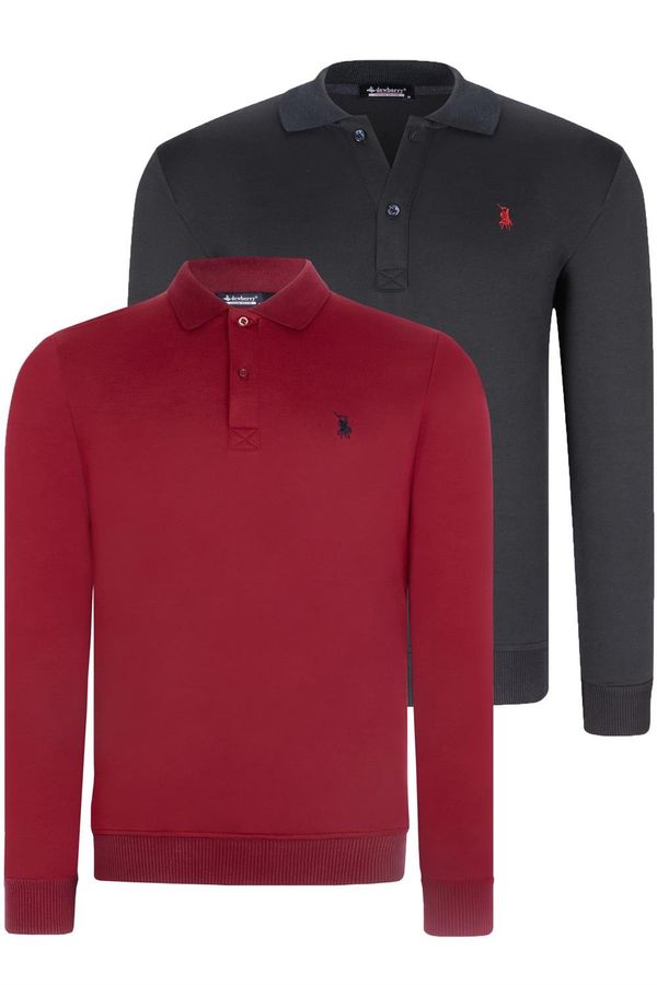 dewberry DOUBLE SET V4007 DEWBERRY MEN'S SWEATSHIRT-BURGUNDY-NAVY BLUE