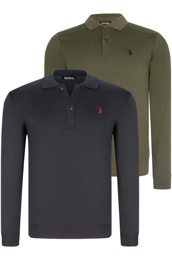 dewberry DOUBLE SET V4007 DEWBERRY MEN'S SWEATSHIRT-NAVY-KHAKI